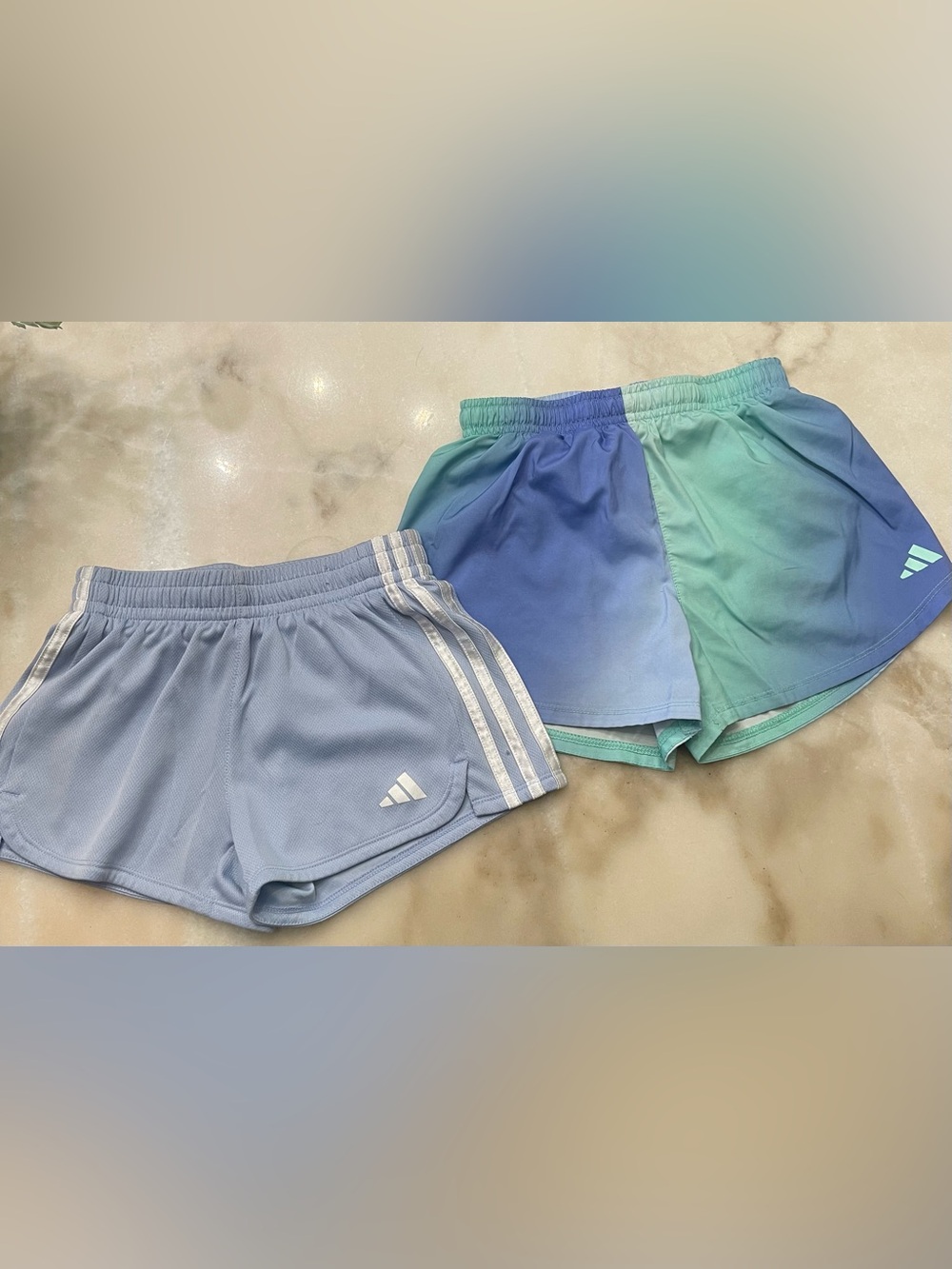 adidas Girls' Blue and Mint Ombre Athletic Shorts